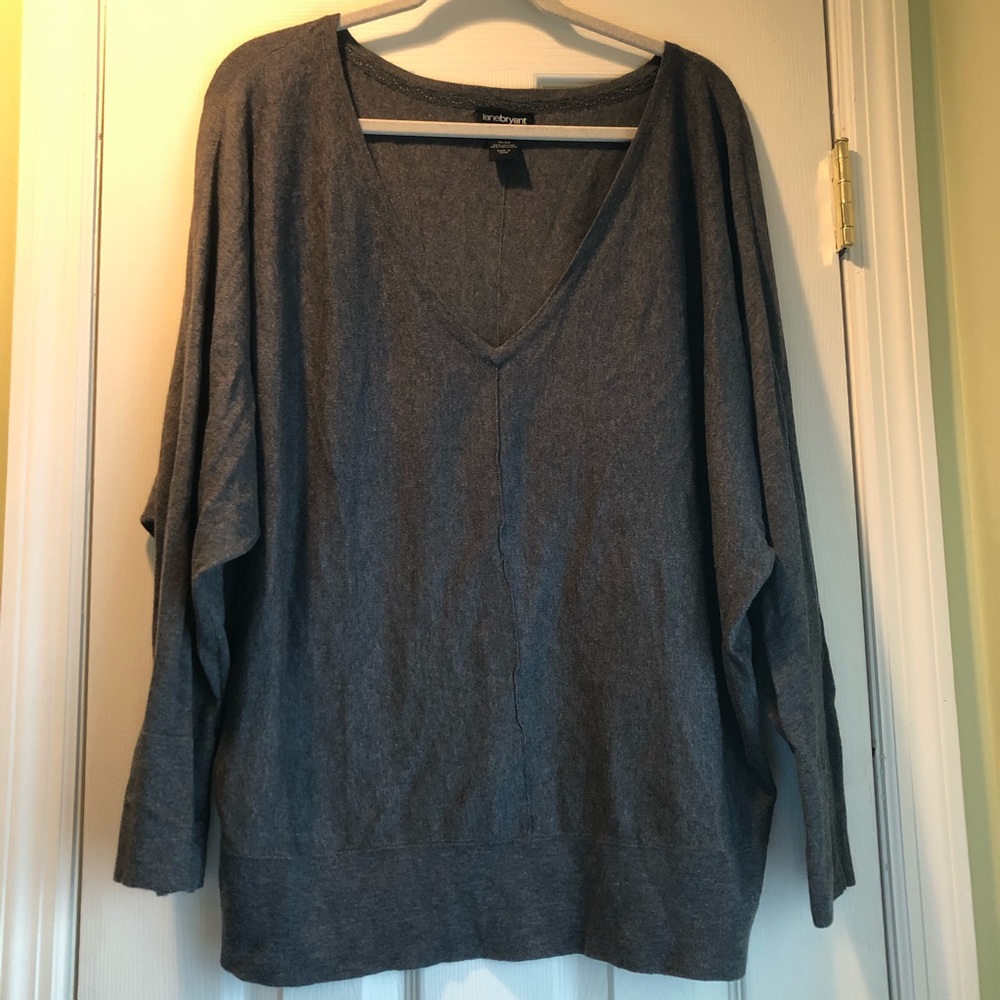 Lane Bryant V-Neck Gray Sweater Plus Size 18/20